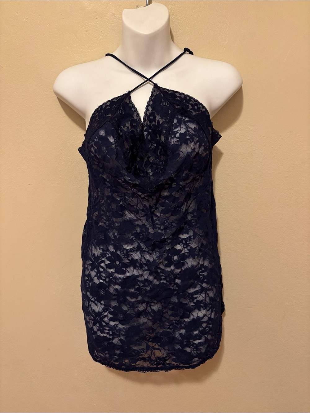Victoria's Secret Navy Lace Halter Chemise